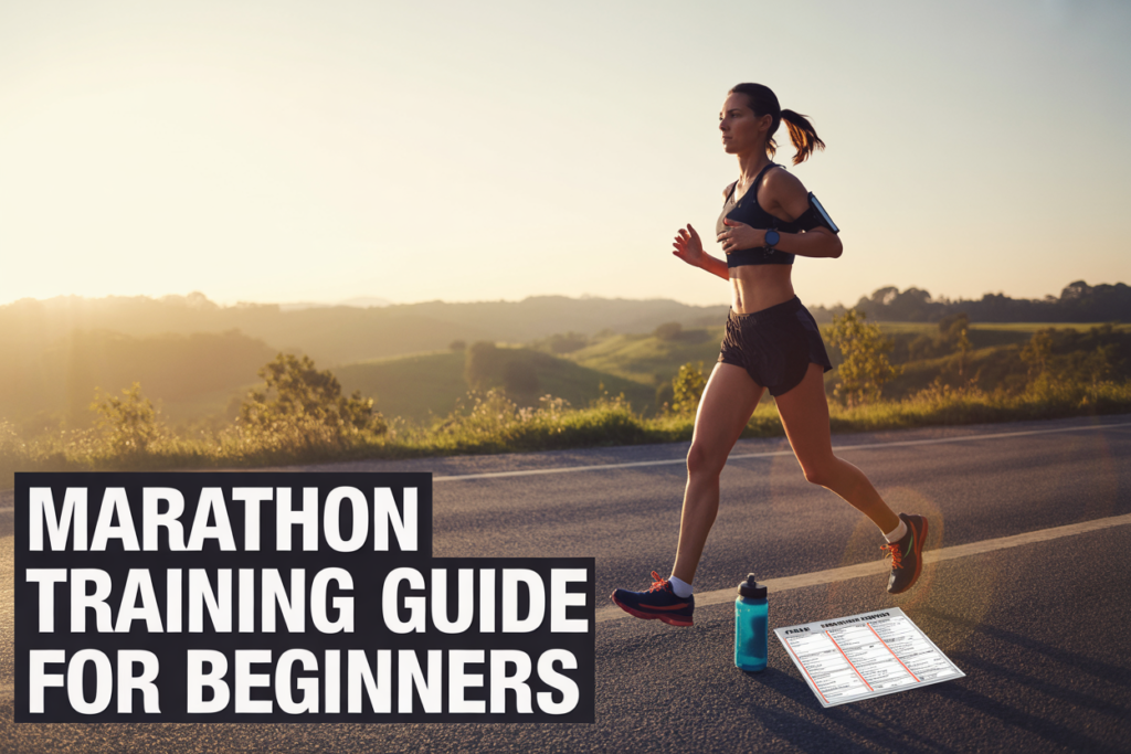 How to prepare for a marathon – beginner marathon training guide with runner practicing outdoors